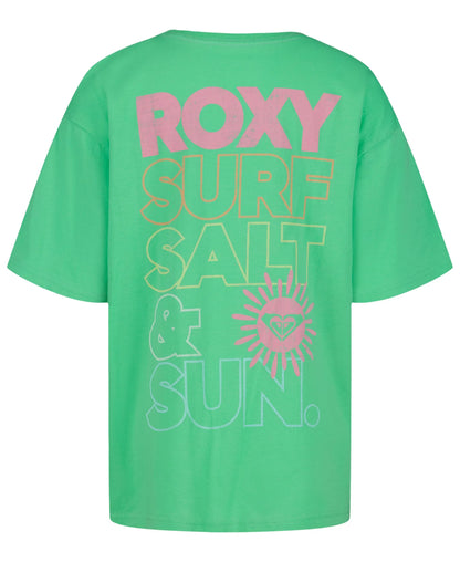 T-Shirt - Roxy vert en coton 100% avec inscription rose vue de dos format portrait galerie 2