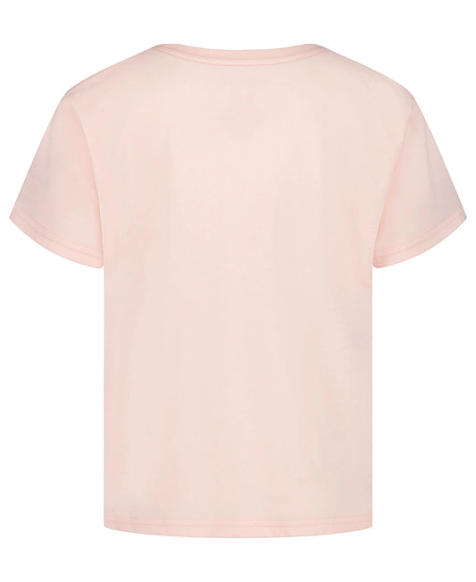 T-Shirt - Roxy en jersey de coton rose clair vue arrière coupe ample manches courtes en portrait.