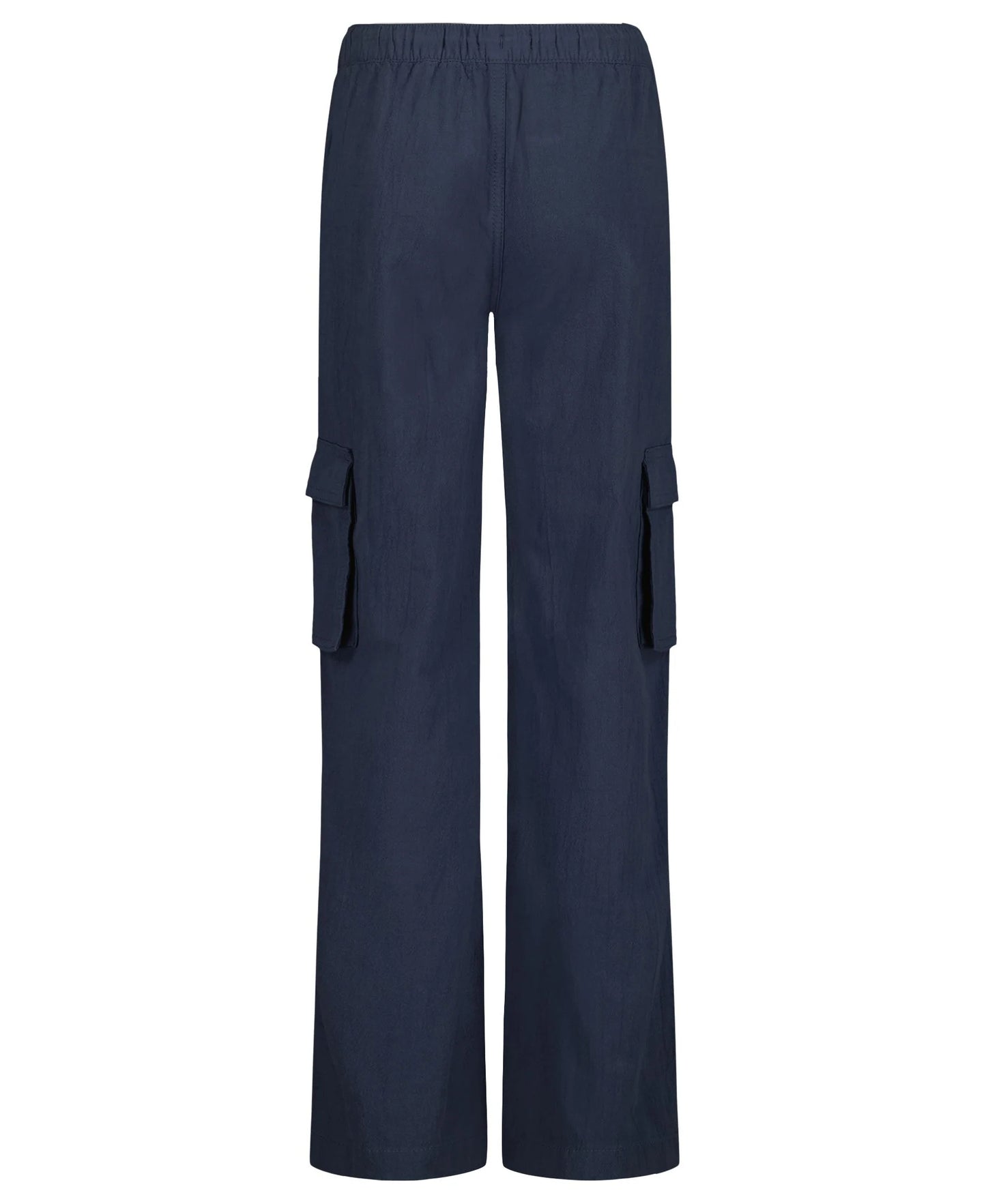 Pantalon - Roxy bleu marine en crêpe de coton coupe décontractée à poches cargo, vue de face, galerie 2 portrait