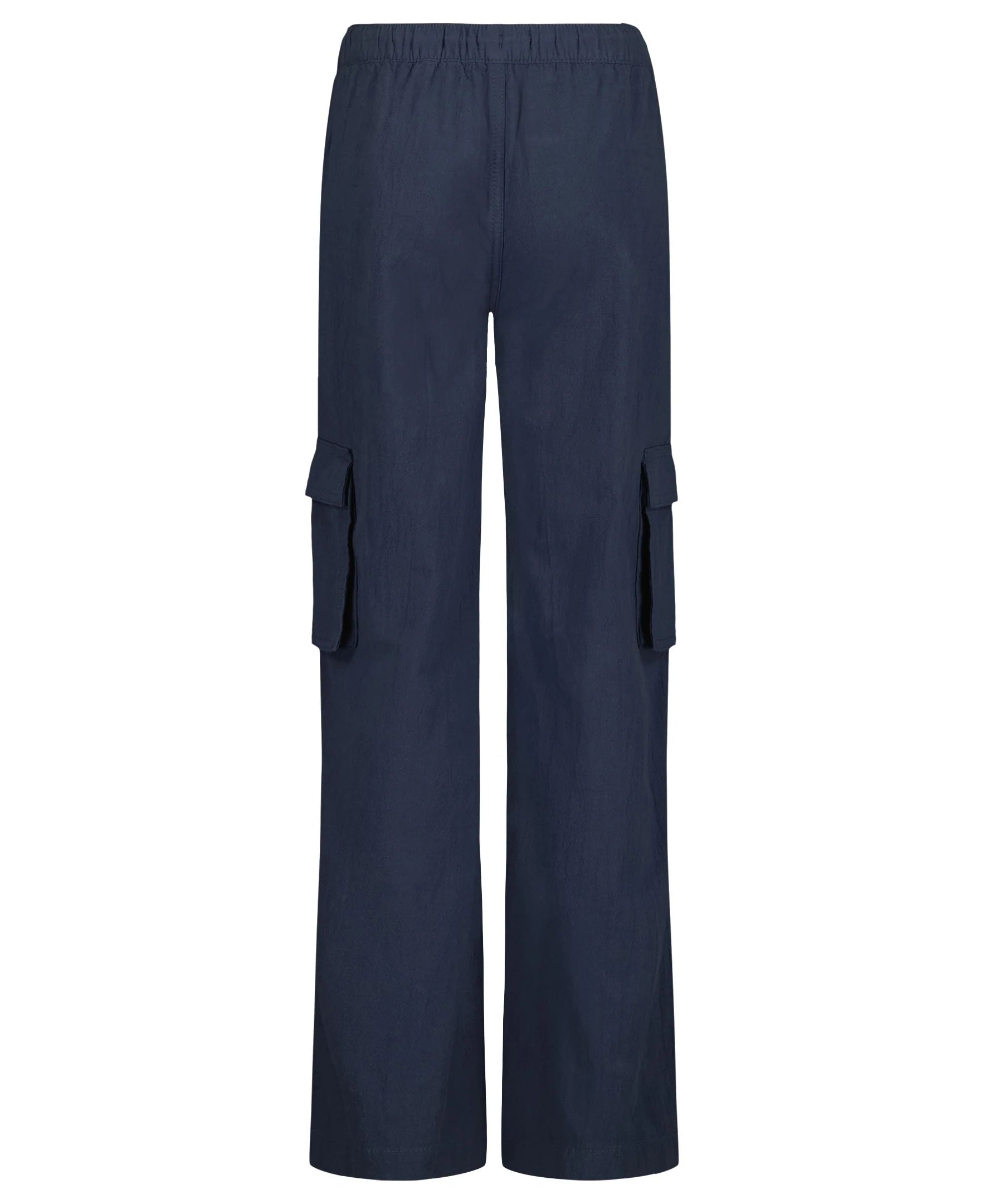 Pantalon - Roxy bleu marine en crêpe de coton coupe décontractée à poches cargo, vue de face, galerie 2 portrait