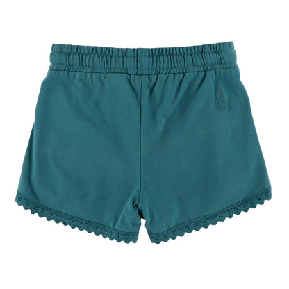 Short - Nanö en jersey doux bleu vert taille élastique avec cordon coulissant et bordure en dentelle, image position galerie 3