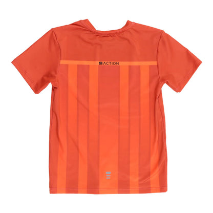 T-Shirt - Nanö orange à manches courtes en jersey, dos rayé avec détails réfléchissants, vue de dos, enfant garçon