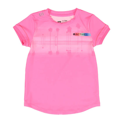 T-Shirt - Nanö rose vif en jersey avec manches courtes et imprimé paysage, pour enfant, vue de face