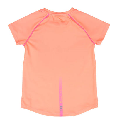 T-Shirt - Nanö orange corail avec coutures roses, manches courtes en jersey, vue de dos pour enfant