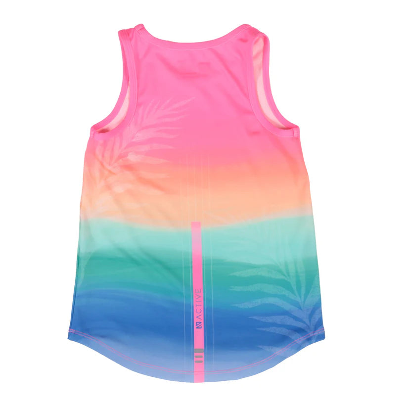 Camisole - Nanö multicolore dégradé rose orange vert bleu en jersey, éléments réfléchissants, vue de dos, enfant