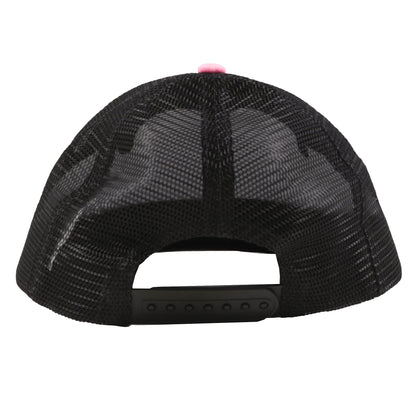 Casquette - Nanö noire en maille filet avec bouton rose, réglable, vue de dos, style ajustable unisexe adulte
