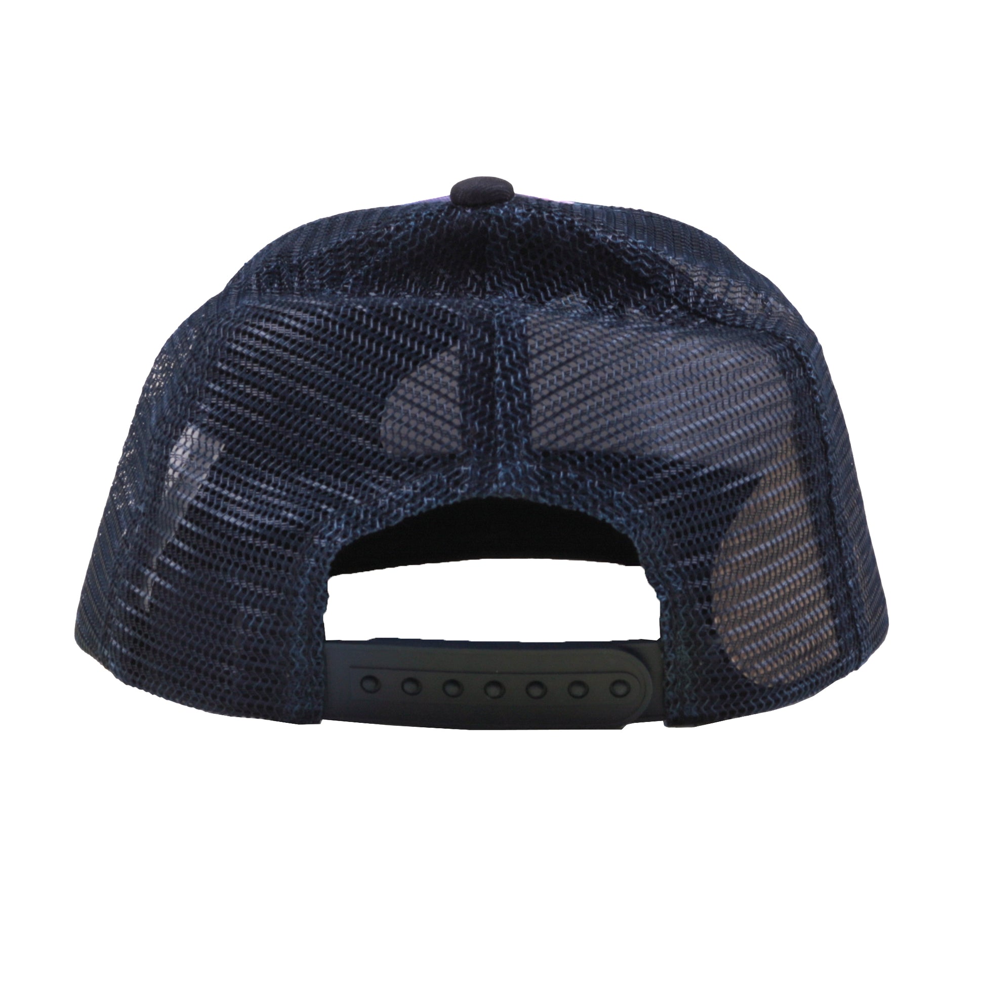 Casquette - Nanö en mesh bleu marine avec fermeture ajustable à bouton-pression, vue de dos, pour enfant.