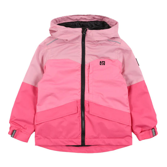 Manteau Mi-Saison 3 en 1 - Nanö rose clair et foncé, capuche avec visière, veste enfant, vue de face carrée 823x823