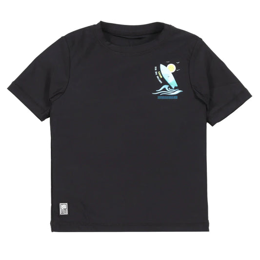 Chandail U.V - Nanö t-shirt noir à manches courtes avec imprimé bleu et blanc pour enfant, vue de face