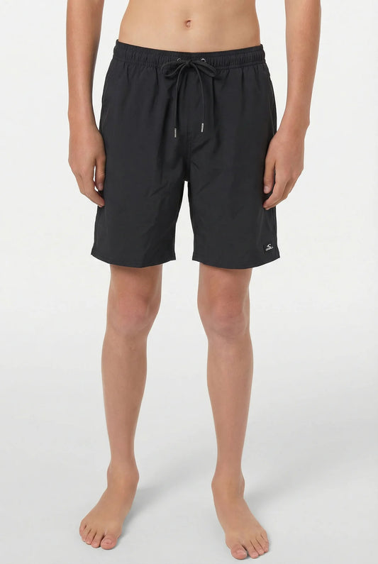 Maillot de bain - O'Neill short noir en polyester et spandex pour homme, taille élastique, vue de face en portrait.