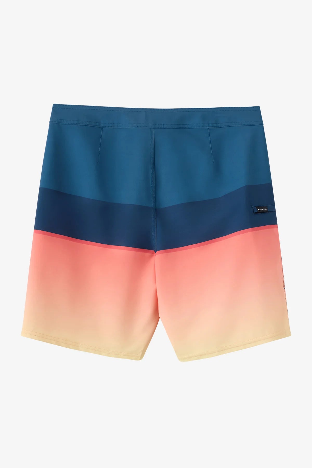 Maillot de bain - O'Neill short multicolore bleu, bleu marine, corail et beige, vue de dos, pour homme adulte.