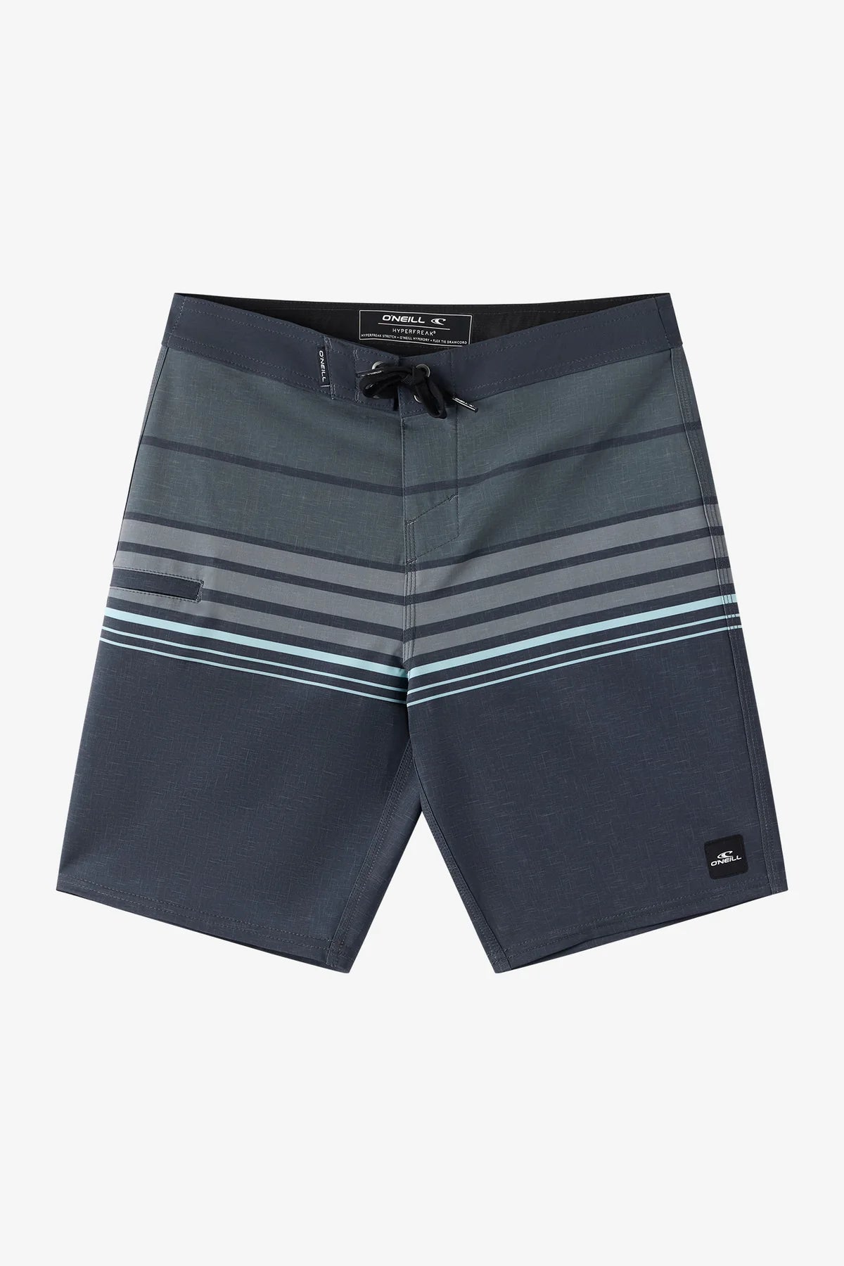 Maillot de bain - O'Neill garçon, boardshort à taille fixe avec motifs rayés, vue produit portrait 1200x1800.