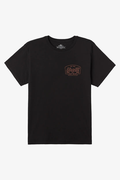 T-Shirt - O'Neill noir en coton avec petit logo marron sur la poitrine, vue de face, coupe homme classique.
