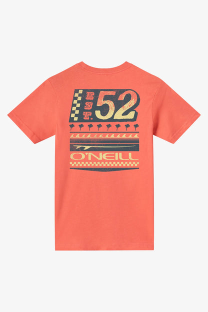 T-Shirt - O'Neill orange en coton avec imprimé rétro jaune et noir, vue de dos, dimensions 1200x1800 portrait, galerie 2