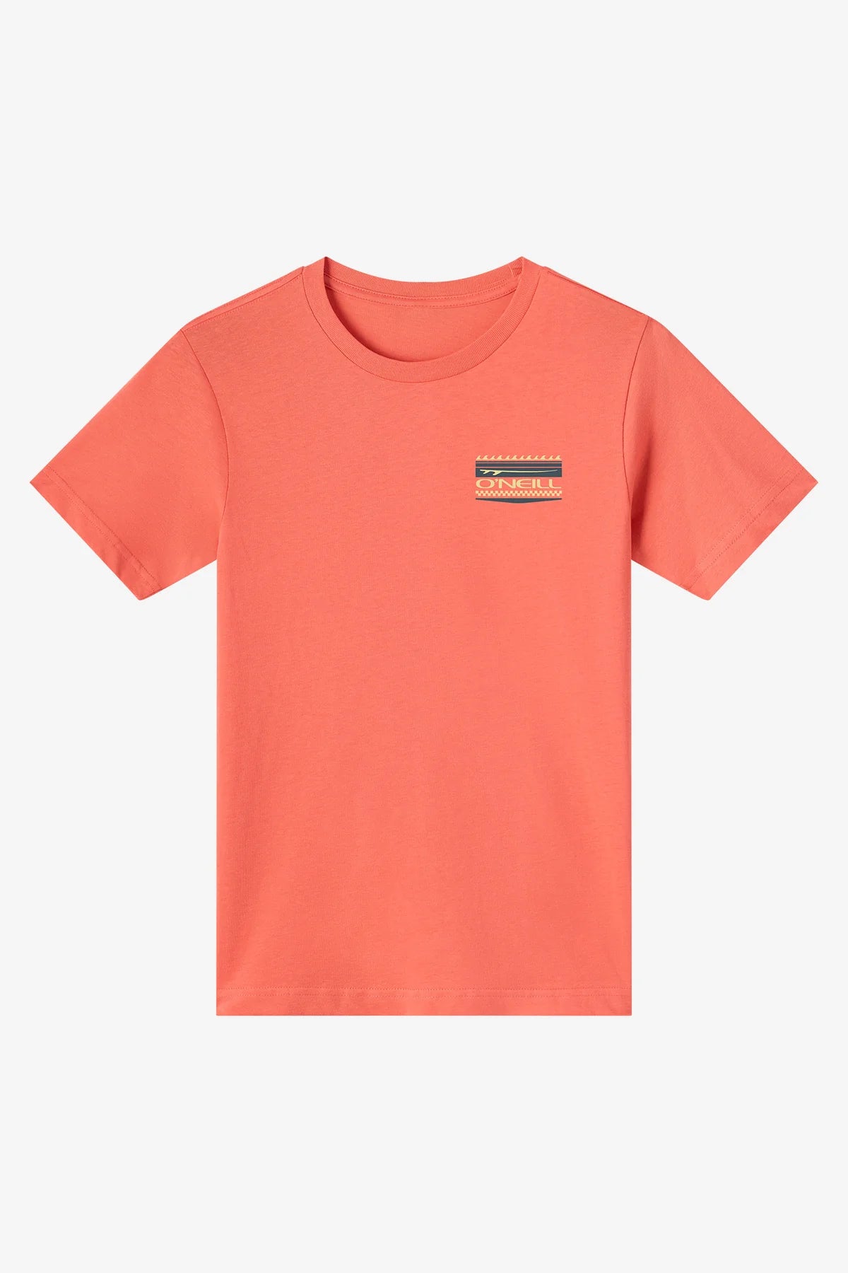 T-Shirt - O'Neill corail en coton 100%, style casual, logo imprimé poitrine, vue de face, dimensions 1200x1800 portrait.
