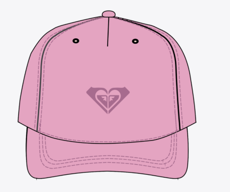 Casquette - Roxy rose en tissu avec logo central, style classique, vue de face, adaptée enfant fille.