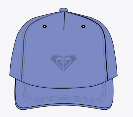 Casquette - Roxy bleu clair en coton avec logo central ton sur ton, style classique, vue de face.