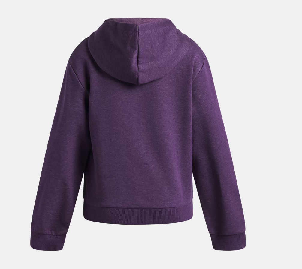 Hoodie UA Big Logo Print Fill - Under Armour violet foncé en tissu sweat, style à capuche, vue de dos sur fond blanc.