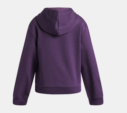 Hoodie UA Big Logo Print Fill - Under Armour violet foncé en tissu sweat, style à capuche, vue de dos sur fond blanc.