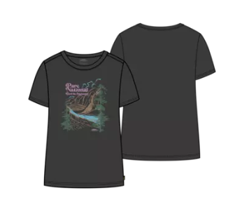 T-Shirt - Chlorophylle noir en polyester avec motif écologique coloré, pour enfant, vue de face et de dos