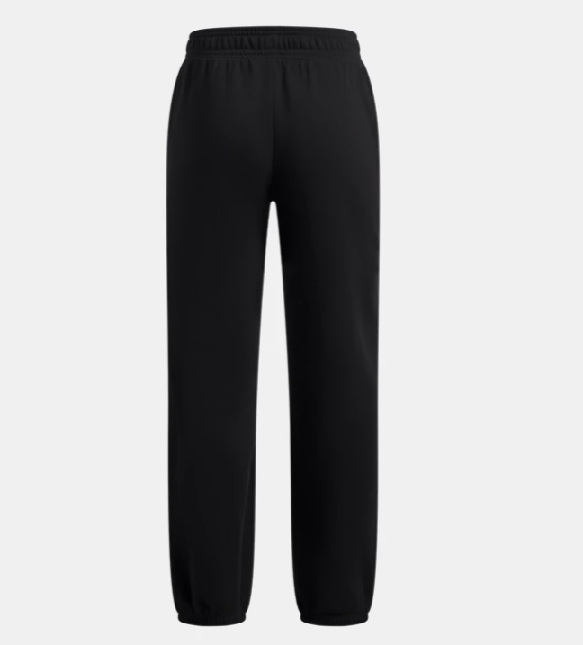 Pantalon UA Rival Fleece - Under Armour noir en molleton, style décontracté avec taille élastique et bas de jambes resserrés, vue de dos.