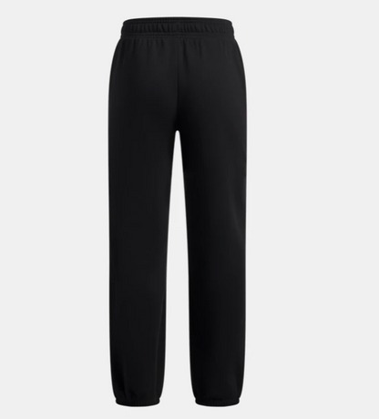 Pantalon UA Rival Fleece - Under Armour noir en molleton, style décontracté avec taille élastique et bas de jambes resserrés, vue de dos.