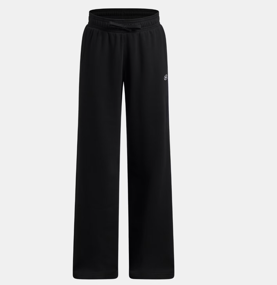 Pantalon UA Rival Fleece - Under Armour noir en molleton, coupe droite, taille élastique avec cordon, vue de face.