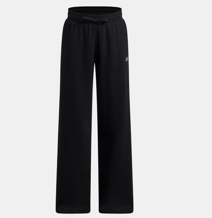 Pantalon UA Rival Fleece - Under Armour noir en molleton, coupe droite, taille élastique avec cordon, vue de face.