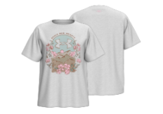 T-Shirt - Under Amour gris clair en coton polyester, imprimé floral frontal, vue de face et dos, coupe classique unisexe adulte.