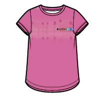 T-Shirt - Nanö rose avec motifs discrets et texte BACTIVE, manches courtes, col rond, vue de face enfant