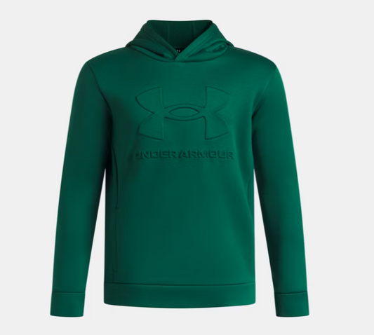 Hoodie - Under Armour vert foncé à capuche avec logo ton sur ton et manches longues vue de face