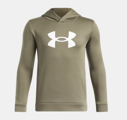 Hoodie Armour Fleece® Big Logo - Under Armour kaki à manches longues avec grand logo blanc, vue de face