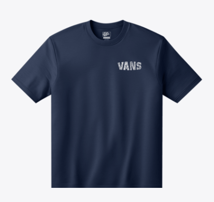 T-Shirt RACING FLAMES - Vans bleu marine en coton, logo blanc, style classique, vue de face, pour homme adulte.
