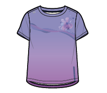 T-Shirt - Nanö violet dégradé avec motif floral rose et mauve, manches courtes, pour enfant, vue de face