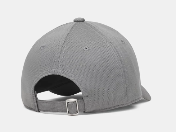 Casquette UA Blitzing - Under Armour grise ajustable vue de dos avec fermeture à boucle métallique en tissu rigide