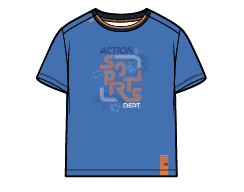 T-Shirt - Nanö bleu marine avec logo orange et blanc, col rond contrasté, style casual pour garçon, vue de face