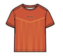 T-Shirt - Nanö orange en coton avec manches courtes, col rond, coupe classique, vue de face sur mannequin adulte homme.