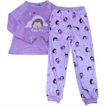 Pyjama Rose - M.I.D pour enfant rose lilas à manches longues avec motifs imprimés vue de face