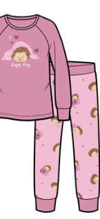 Pyjama Rose - M.I.D rose à manches longues avec pantalon assorti à motifs illustrés pour enfant vue de face