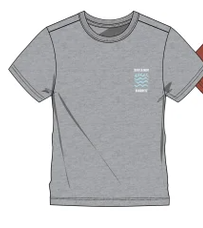T-Shirt - Northcoast gris clair en coton, manches courtes, col rond, pour enfant, vue de face, motif blanc poitrine.