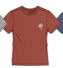 T-Shirt - Northcoast brique avec petit motif palmier beige, coton, style décontracté, vue de face.