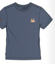 T-Shirt - Northcoast bleu marine en coton avec petit motif crabe orange, coupe droite, vue de face.