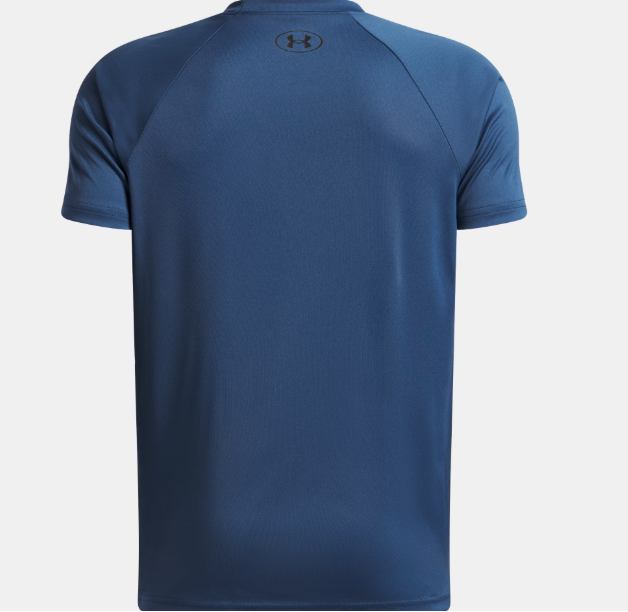 T-Shirt UA Tech™ Split Wordmark - Under Armour bleu marine en polyester, vue de dos, coupe sportive homme adulte