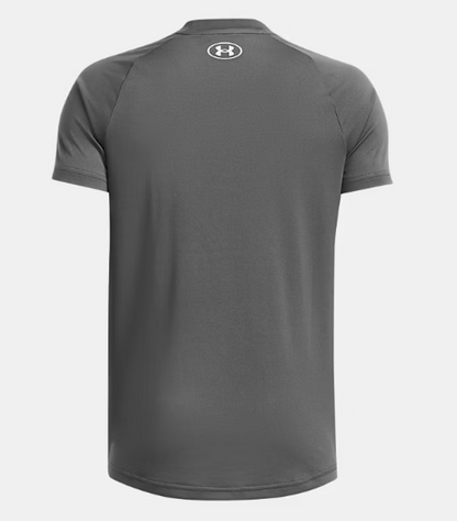 T-Shirt UA Tech™ 2.0 - Under Armour gris foncé en polyester, vue de dos montrant le logo blanc au col, style sportif homme adulte.
