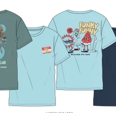 T-Shirt - Northcoast bleu clair avec imprimé graphique coloré rétro, coton, style décontracté, vue de dos sur mannequin enfant.