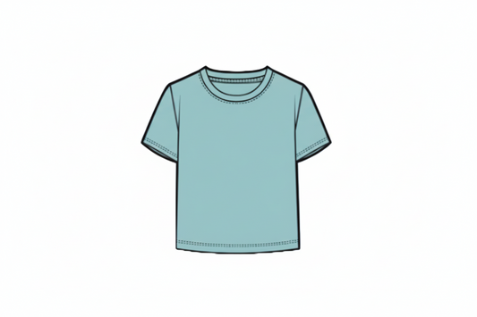 T-Shirt - M.I.D bleu clair en polyester et élasthane pour enfant, vue de face, col rond et manches courtes