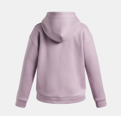 Hoodie Armour Fleece® - Under Armour mauve à capuche, manches longues et poignets côtelés, vue de dos