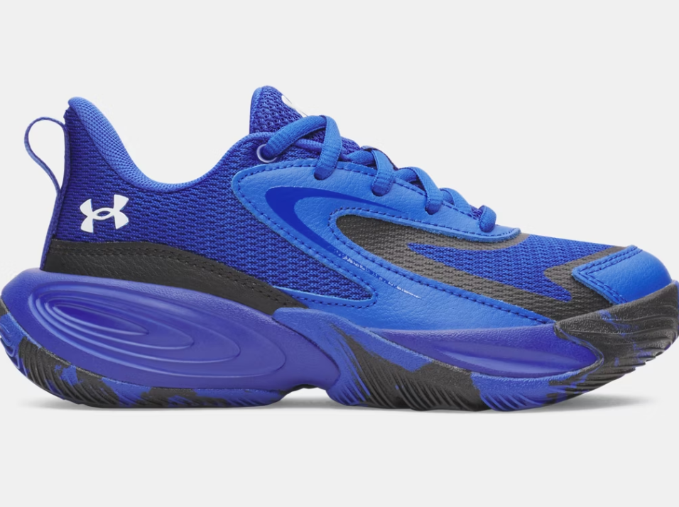 Espadrilles UA Lockdown 8 - Under Armour bleu royal et noir, style sportif en mesh respirant et caoutchouc, vue de profil gauche.