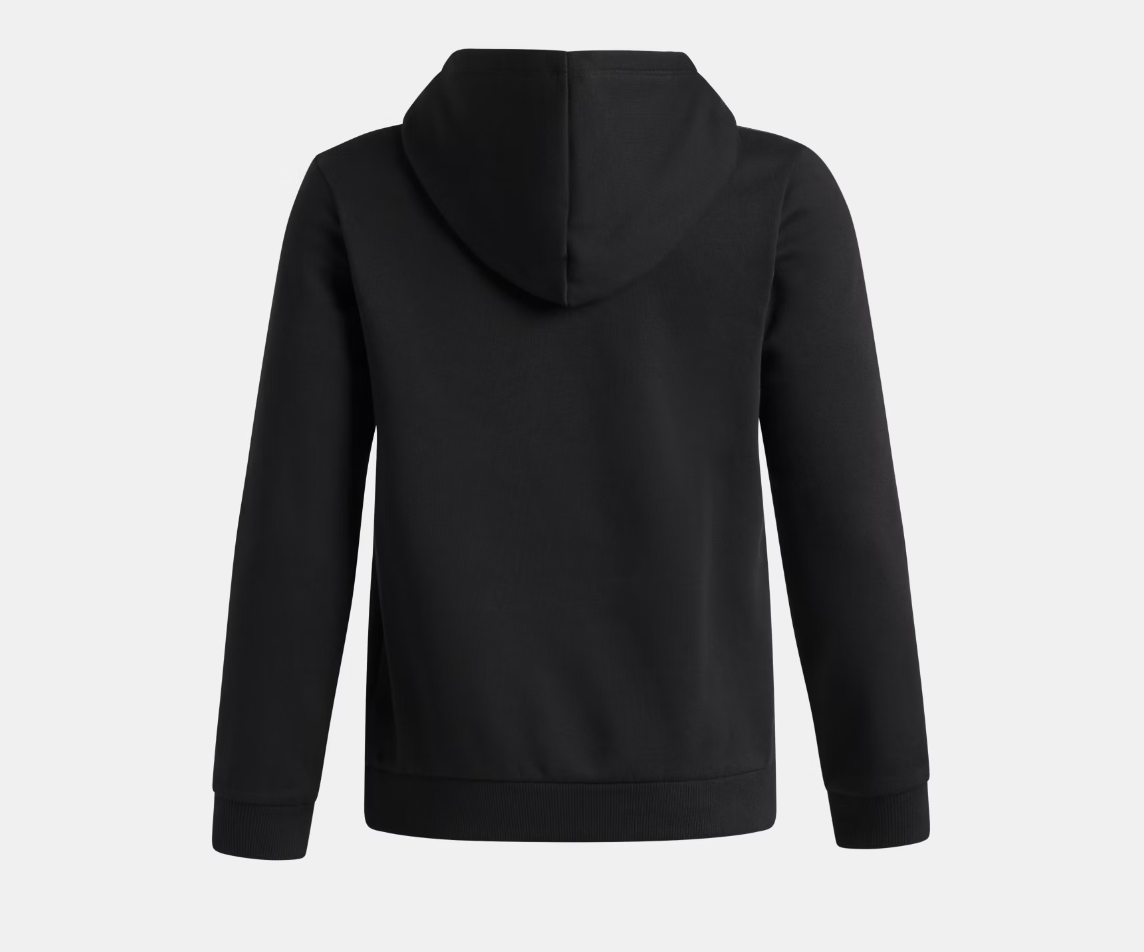 Hoodie UA Rival Fleece Key Print Fill - Under Armour noir en molleton, style sweat à capuche, vue de dos sur fond clair.