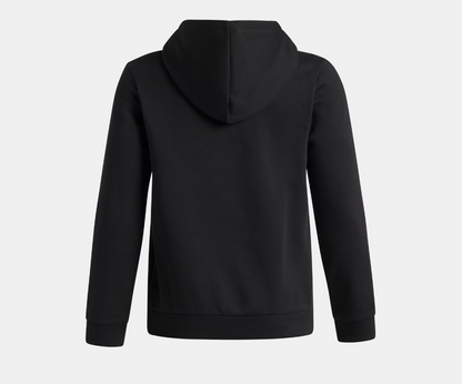Hoodie UA Rival Fleece Key Print Fill - Under Armour noir en molleton, style sweat à capuche, vue de dos sur fond clair.